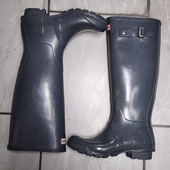 Hunter Tall Rain-boots in Gray Gloss Size US 5F, 6M EU 37 - Picture 5 of 8